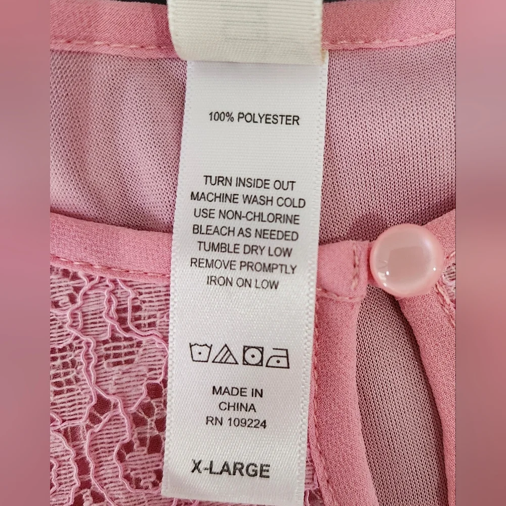 Chic Pink Lace Detail Blouse - Picture 10 of 10